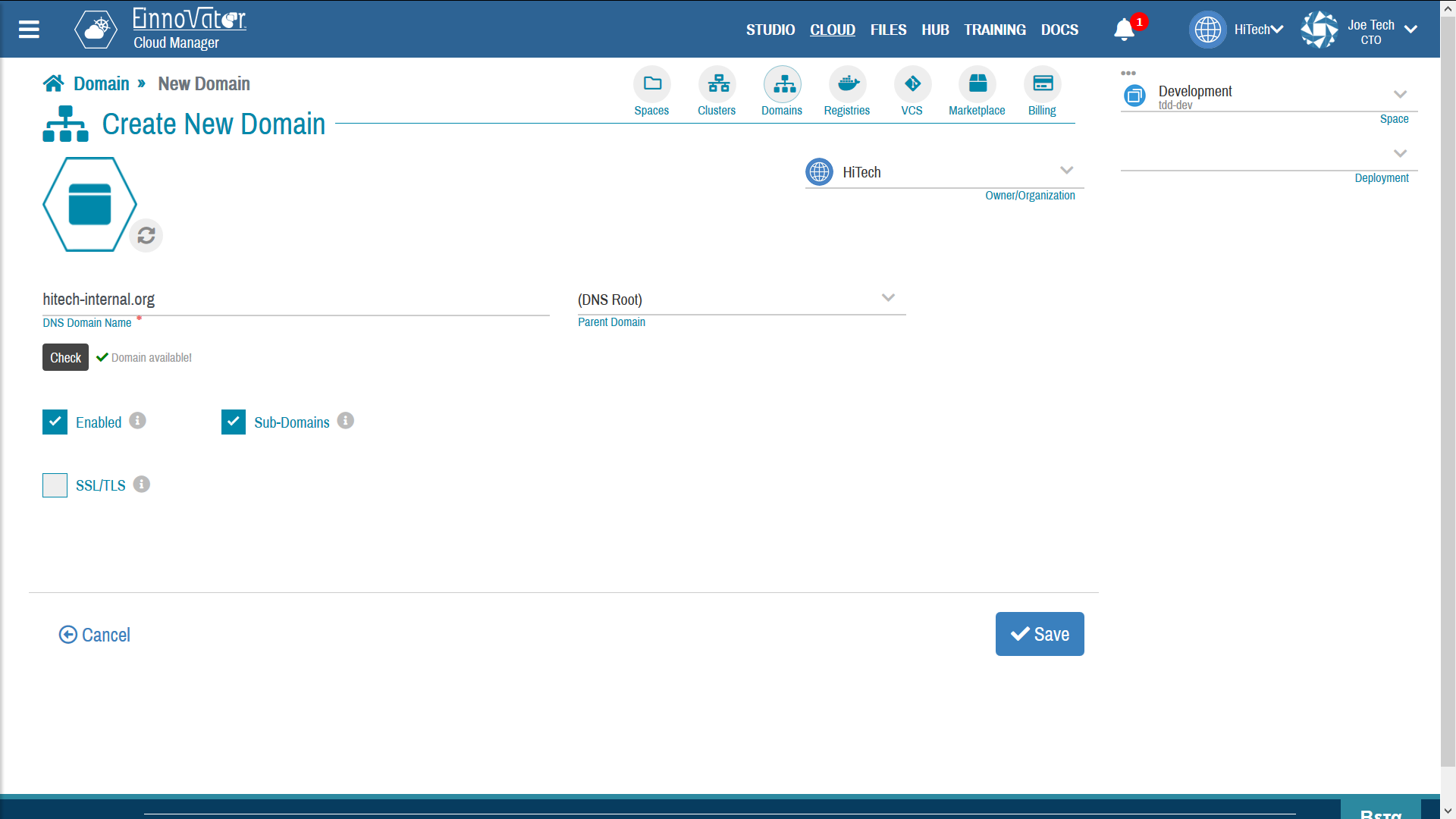 Root Domain Create